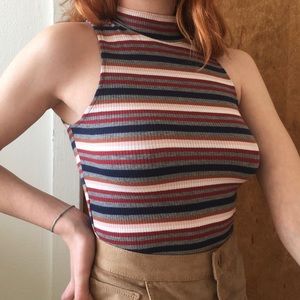 Striped Mock Neck Sleeveless